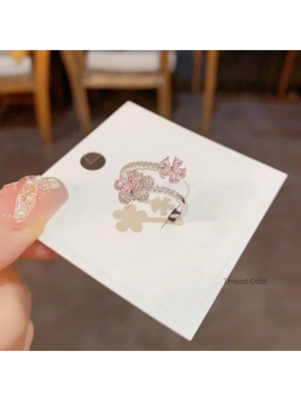 Adjustable Wrap Crystal Cubic Zirconia Floral Ring